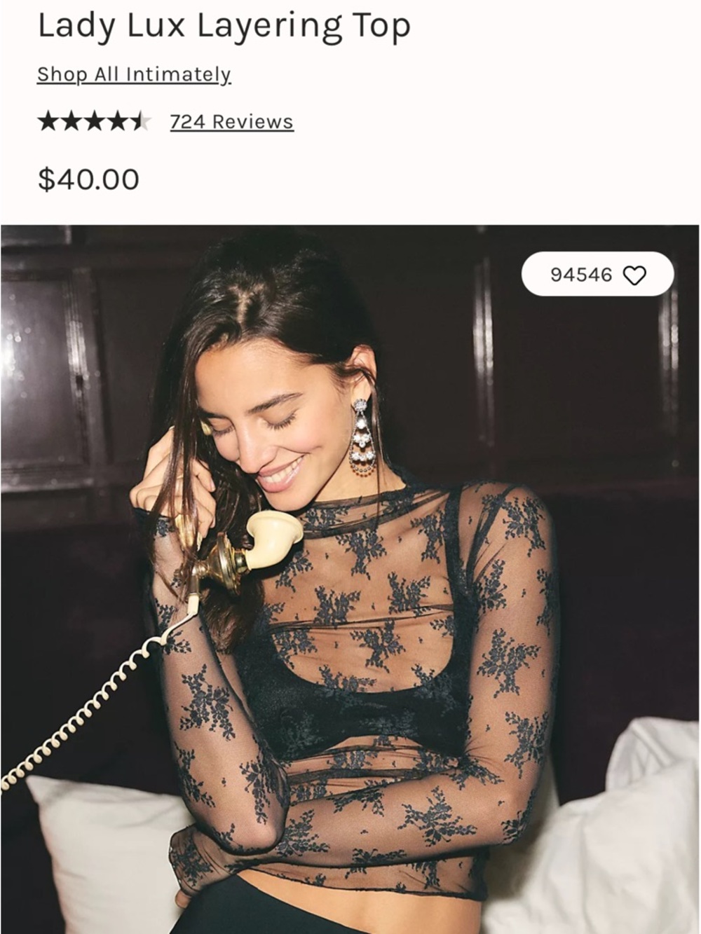 Free People Lady Lux Layering Top Size Small